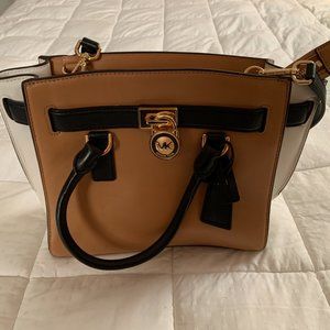 Michael Kors Hamilton Top Zip Color Block Leather Tote Bag With Gold -MSRP: $368